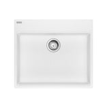 Franke - Maris Topmount 25-in x 22-in Granite ADA Single Bowl Kitchen Sink in Polar White - Polar White