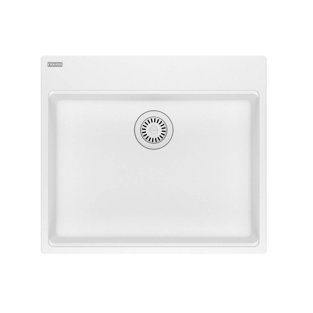 Franke - Maris Topmount 25-in x 22-in Granite ADA Single Bowl Kitchen Sink in Polar White - Polar White