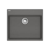 Franke - Maris Topmount 25-in x 22-in Granite ADA Single Bowl Kitchen Sink in Stone Grey - Stone Grey