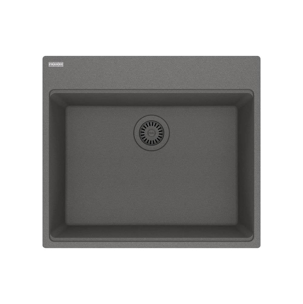 Franke - Maris Dual Mount 25-in x 22-in Granite Dual Mount Single Bowl Laundry Sink in Stone Grey - Stone Grey