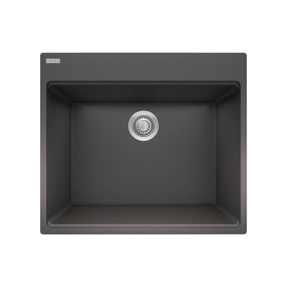 Franke - Maris Dual Mount 25-in x 22-in Granite Dual Mount Single Bowl Laundry Sink in Slate Grey