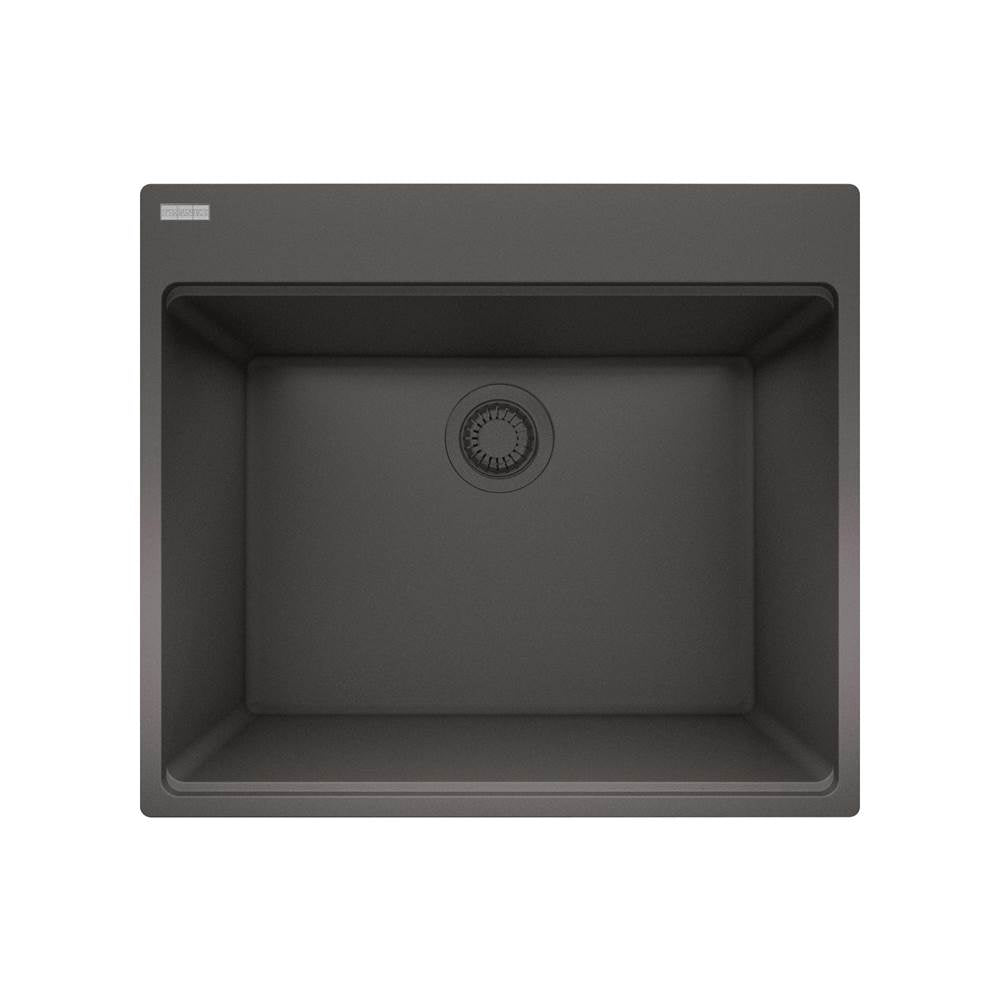 Franke - Maris Dual Mount 25-in x 22-in Granite Dual Mount Single Bowl Laundry Sink in Slate Grey