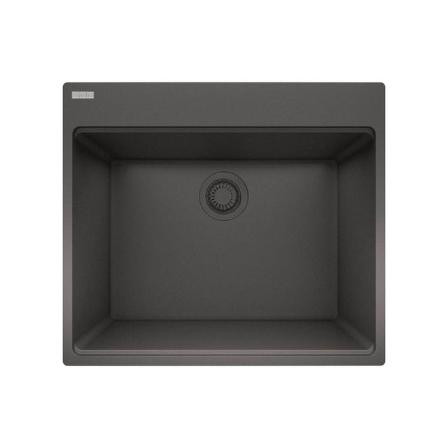 Franke - Maris Dual Mount 25-in x 22-in Granite Dual Mount Single Bowl Laundry Sink in Slate Grey