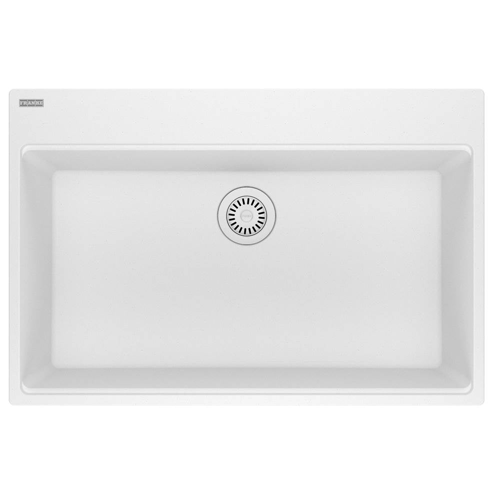 Franke - Maris Topmount 33-in x 22-in Granite Single Bowl Kitchen Sink in Polar White - Polar White
