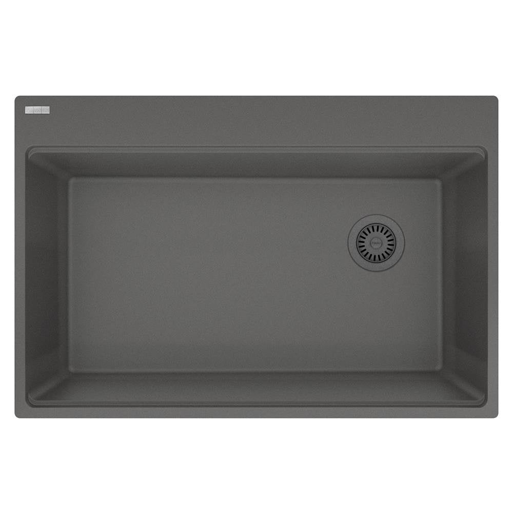 Franke - Maris Topmount 33-in x 22-in Granite Single Bowl Kitchen Sink in Stone Grey - Stone Grey