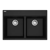 Franke - Maris Topmount 31-in x 20.88-in Granite Double Bowl Kitchen Sink in Onyx - Onyx