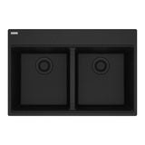 Franke - Maris Topmount 31-in x 20.88-in Granite Double Bowl Kitchen Sink in Onyx - Onyx