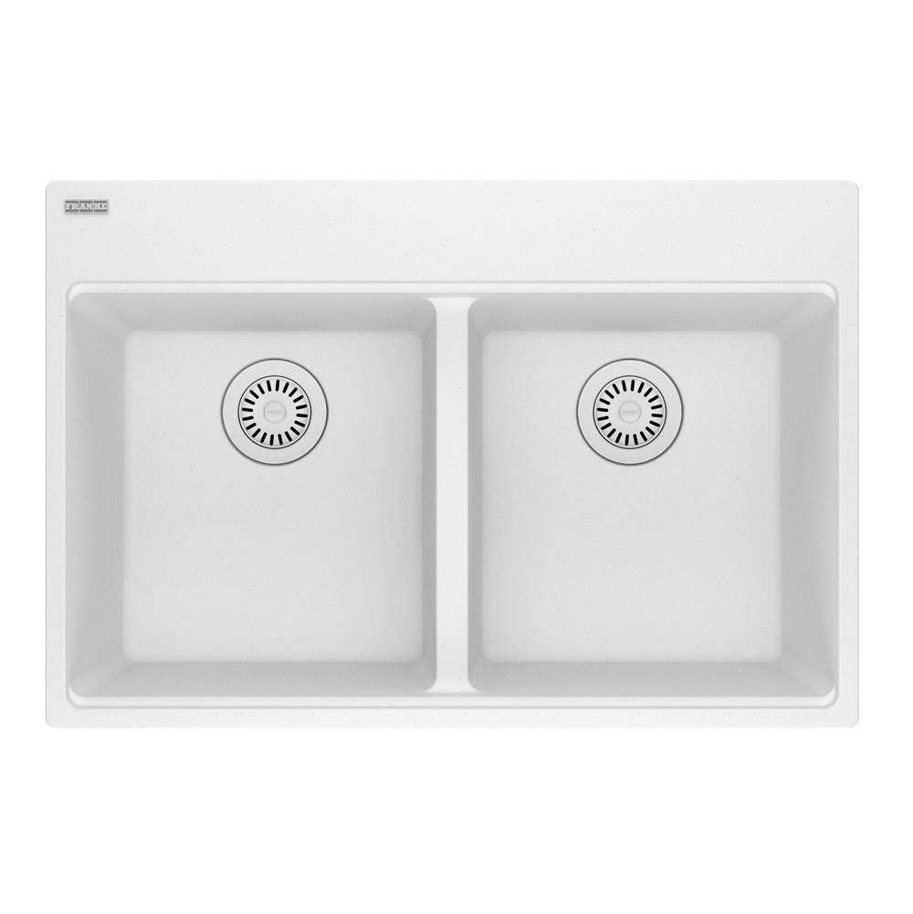 Franke - Maris Topmount 31-in x 20.88-in Granite Double Bowl Kitchen Sink in Polar White - Polar White