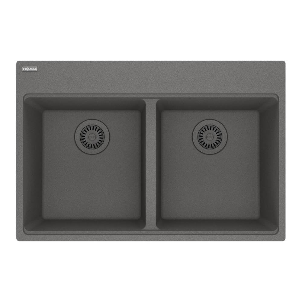 Franke - Maris Topmount 31-in x 20.88-in Granite Double Bowl Kitchen Sink in Stone Grey - Stone Grey