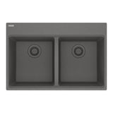 Franke - Maris Topmount 31-in x 20.88-in Granite Double Bowl Kitchen Sink in Stone Grey - Stone Grey