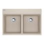Franke - Maris Topmount 33-in x 22-in Granite Double Bowl Kitchen Sink in Champagne - Champagne
