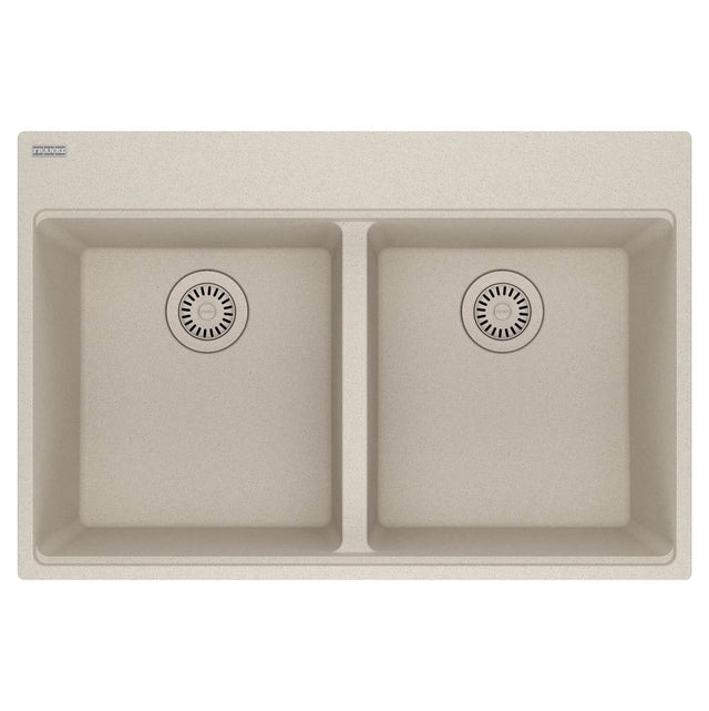 Franke - Maris Topmount 33-in x 22-in Granite Double Bowl Kitchen Sink in Champagne - Champagne
