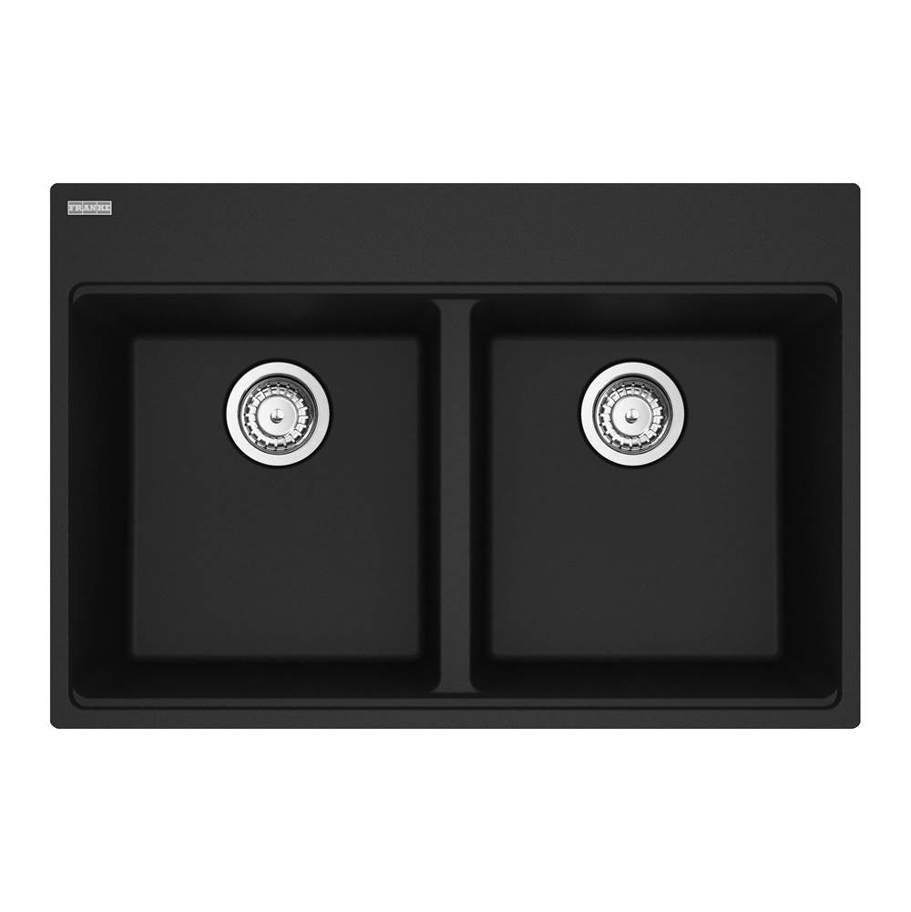 Franke - Maris Topmount 33-in x 22-in Granite Double Bowl Kitchen Sink in Matte Black - Matte Black