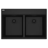 Franke - Maris Topmount 33-in x 22-in Granite Double Bowl Kitchen Sink in Matte Black - Matte Black