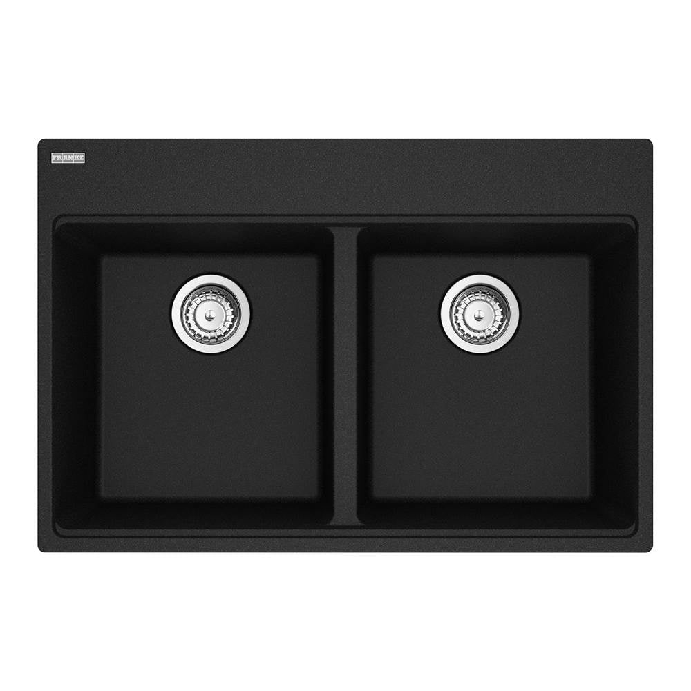 Franke - Maris Topmount 33-in x 22-in Granite Double Bowl Kitchen Sink in Onyx - Onyx