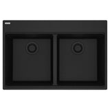 Franke - Maris Topmount 33-in x 22-in Granite Double Bowl Kitchen Sink in Onyx - Onyx