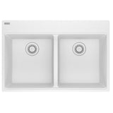 Franke - Maris Topmount 33-in x 22-in Granite Double Bowl Kitchen Sink in Polar White - Polar White