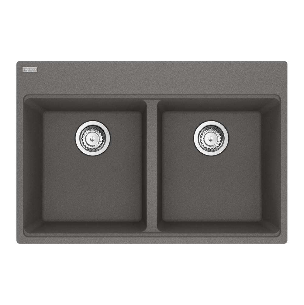 Franke - Maris Topmount 33-in x 22-in Granite Double Bowl Kitchen Sink in Stone Grey - Stone Grey