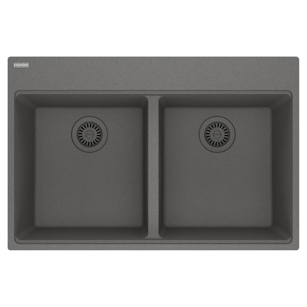 Franke - Maris Topmount 33-in x 22-in Granite Double Bowl Kitchen Sink in Stone Grey - Stone Grey