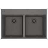 Franke - Maris Topmount 33-in x 22-in Granite Double Bowl Kitchen Sink in Stone Grey - Stone Grey