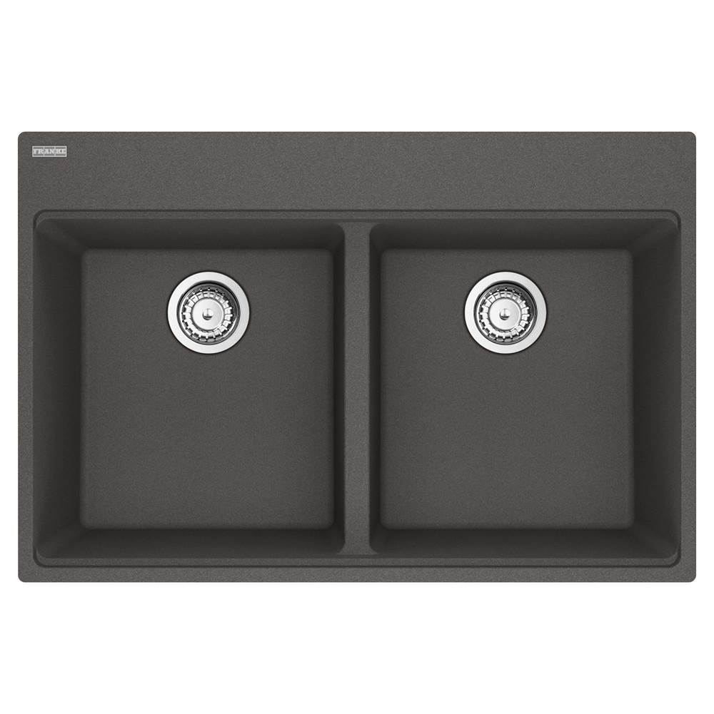 Franke - Maris Topmount 33-in x 22-in Granite Double Bowl Kitchen Sink in Slate Grey