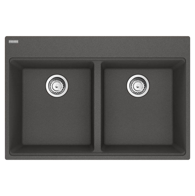 Franke - Maris Topmount 33-in x 22-in Granite Double Bowl Kitchen Sink in Slate Grey