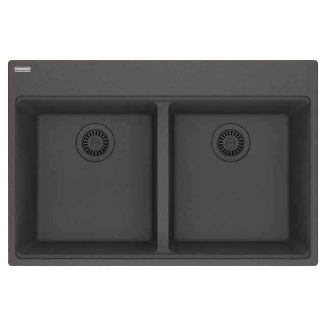 Franke - Maris Topmount 33-in x 22-in Granite Double Bowl Kitchen Sink in Slate Grey