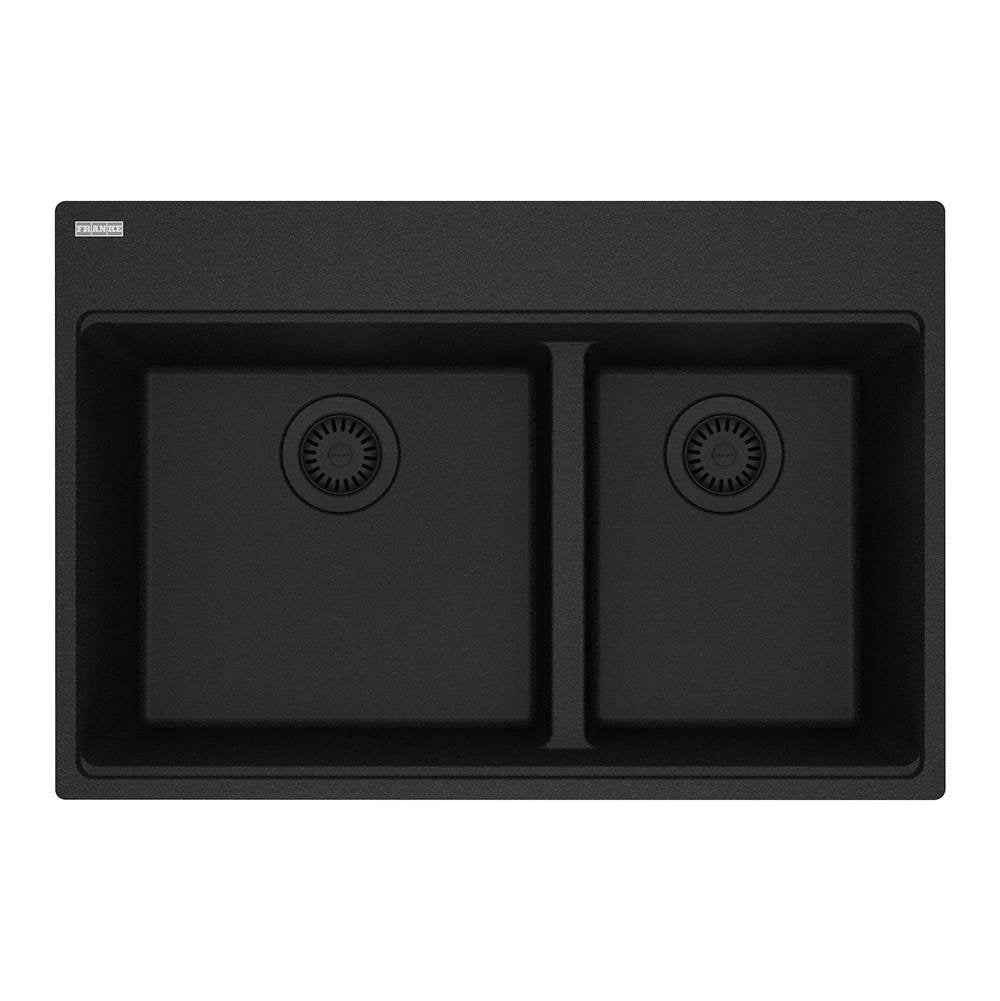 Franke - Maris Topmount 31-in x 20.9-in Granite Double Bowl Kitchen Sink in Onyx - Onyx