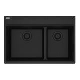 Franke - Maris Topmount 31-in x 20.9-in Granite Double Bowl Kitchen Sink in Onyx - Onyx