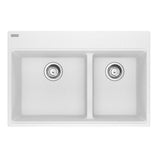 Franke - Maris Topmount 31-in x 20.9-in Granite Double Bowl Kitchen Sink in Polar White - Polar White