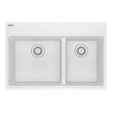 Franke - Maris Topmount 31-in x 20.9-in Granite Double Bowl Kitchen Sink in Polar White - Polar White