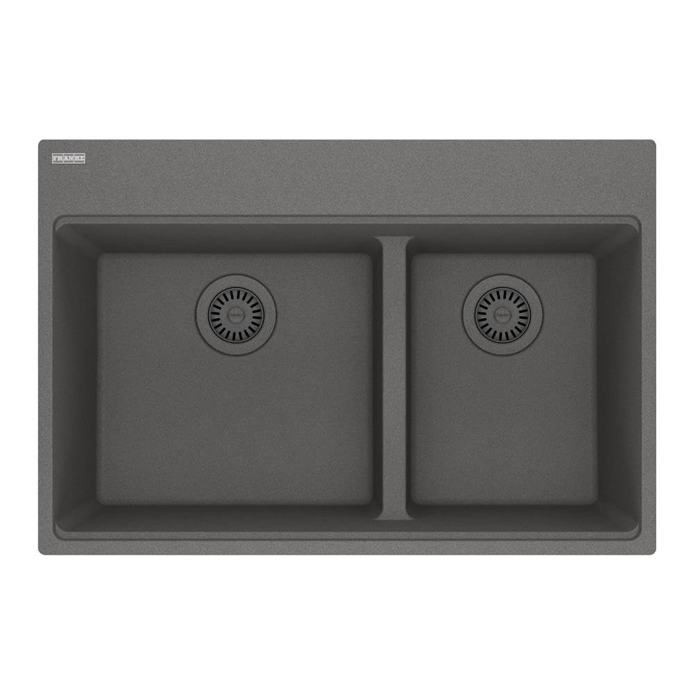 Franke - Maris Topmount 31-in x 20.9-in Granite Double Bowl Kitchen Sink in Stone Grey - Stone Grey