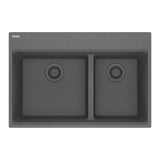 Franke - Maris Topmount 31-in x 20.9-in Granite Double Bowl Kitchen Sink in Stone Grey - Stone Grey