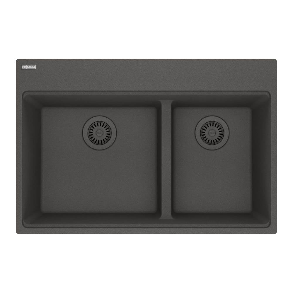 Franke - Maris Topmount 31-in x 20.9-in Granite Double Bowl Kitchen Sink in Slate Grey