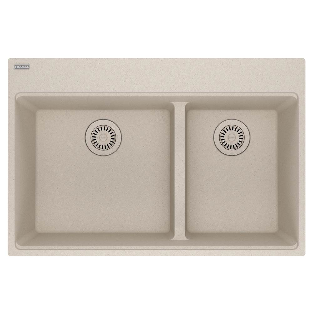 Franke - Maris Topmount 33-in x 22-in Granite Double Bowl Kitchen Sink in Champagne - Champagne