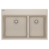 Franke - Maris Topmount 33-in x 22-in Granite Double Bowl Kitchen Sink in Champagne - Champagne