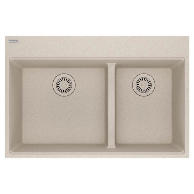 Franke - Maris Topmount 33-in x 22-in Granite Double Bowl Kitchen Sink in Champagne - Champagne