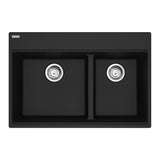 Franke - Maris Topmount 33-in x 22-in Granite Double Bowl Kitchen Sink in Matte Black - Matte Black