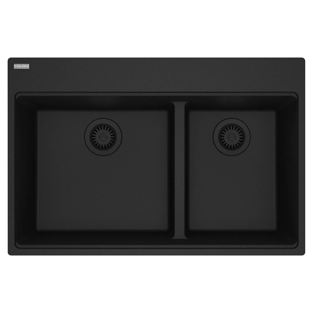 Franke - Maris Topmount 33-in x 22-in Granite Double Bowl Kitchen Sink in Matte Black - Matte Black
