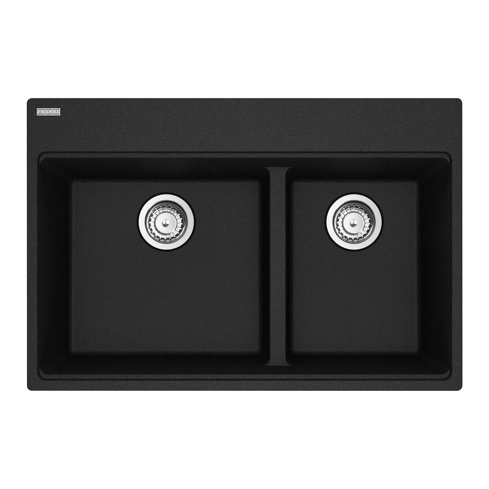Franke - Maris Topmount 33-in x 22-in Granite Double Bowl Kitchen Sink in Onyx - Onyx