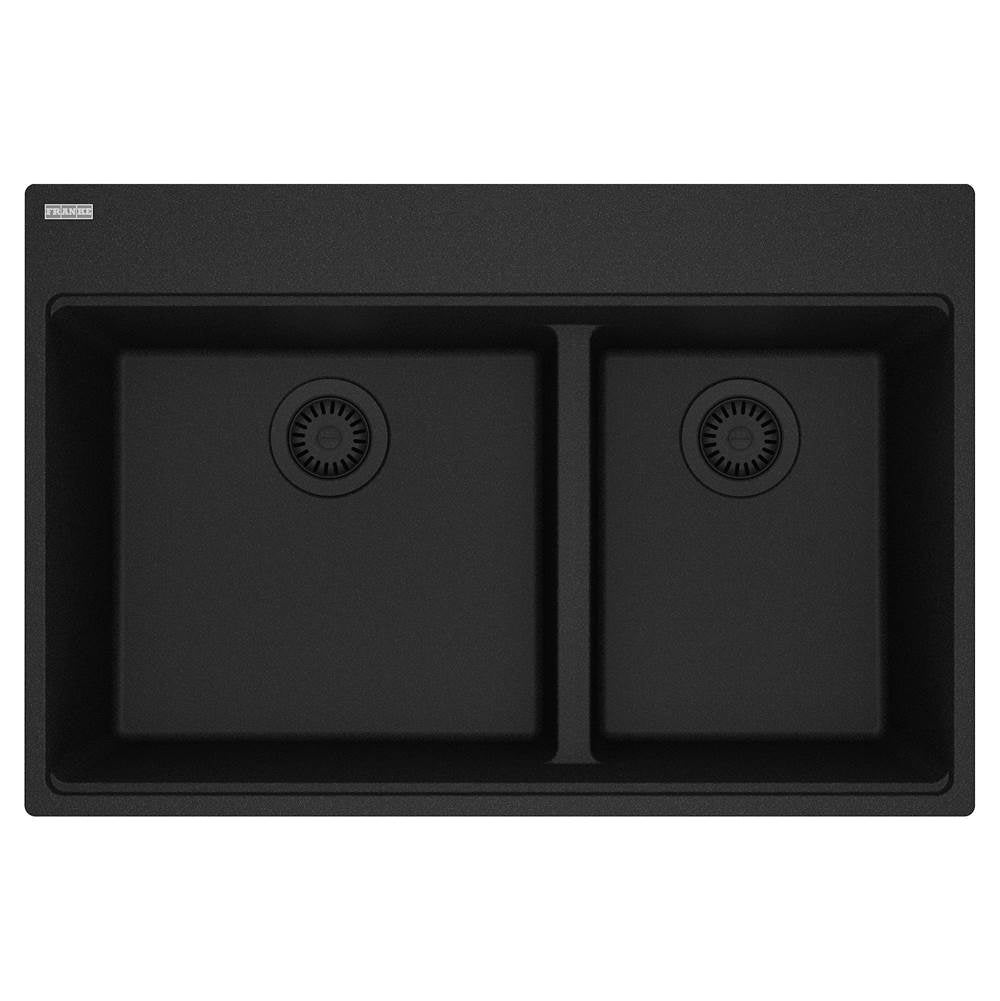 Franke - Maris Topmount 33-in x 22-in Granite Double Bowl Kitchen Sink in Onyx - Onyx