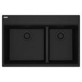 Franke - Maris Topmount 33-in x 22-in Granite Double Bowl Kitchen Sink in Onyx - Onyx