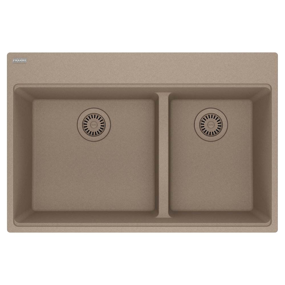 Franke - Maris Topmount 33-in x 22-in Granite Double Bowl Kitchen Sink in Oyster - Oyster