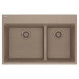 Franke - Maris Topmount 33-in x 22-in Granite Double Bowl Kitchen Sink in Oyster - Oyster