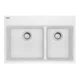 Franke - Maris Topmount 33-in x 22-in Granite Double Bowl Kitchen Sink in Polar White - Polar White