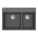 Franke - Maris Topmount 33-in x 22-in Granite Double Bowl Kitchen Sink in Stone Grey - Stone Grey