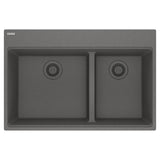 Franke - Maris Topmount 33-in x 22-in Granite Double Bowl Kitchen Sink in Stone Grey - Stone Grey