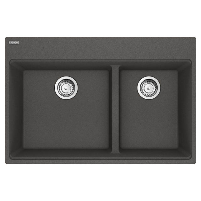 Franke - Maris Topmount 33-in x 22-in Granite Double Bowl Kitchen Sink in Slate Grey