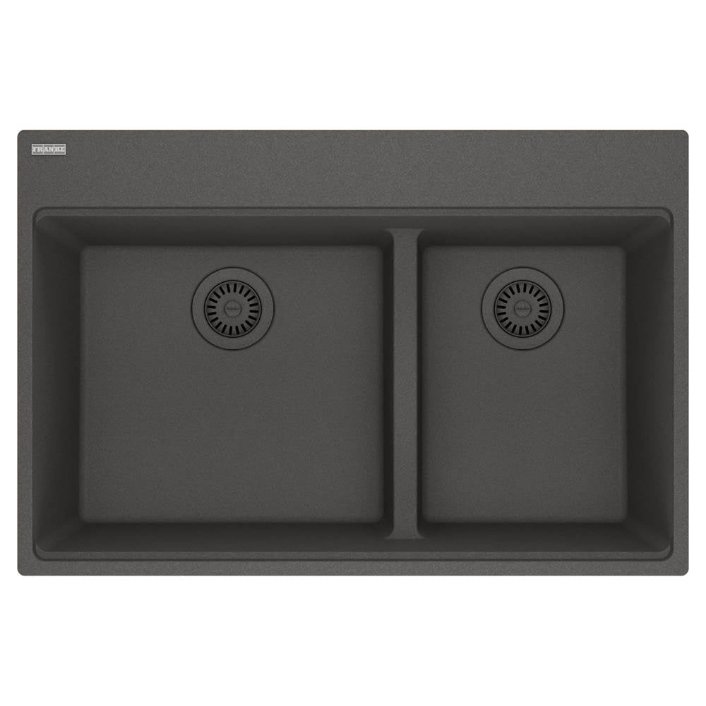 Franke - Maris Topmount 33-in x 22-in Granite Double Bowl Kitchen Sink in Slate Grey