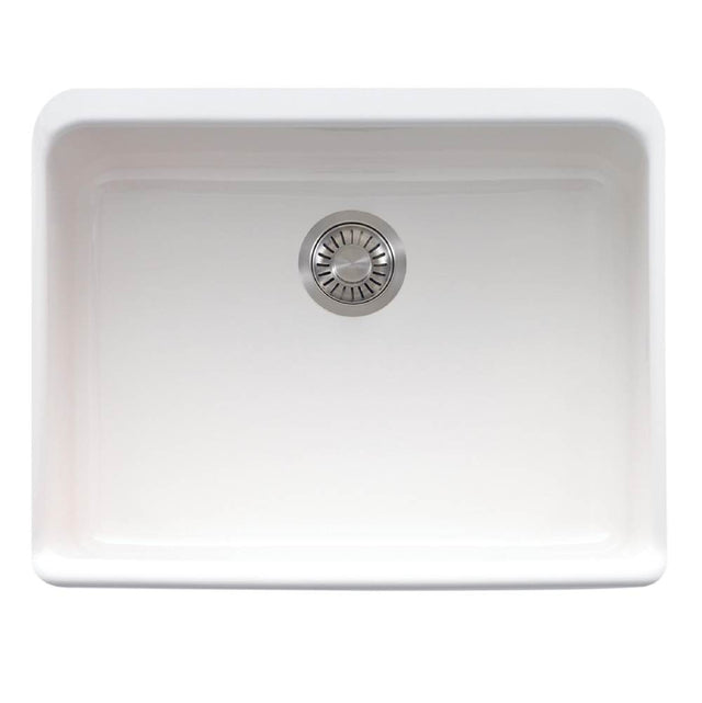 Franke - Manor House 23.62-in. x 19.88-in. White Apron Front Single Bowl Fireclay Kitchen Sink - MHK110-24WH - White